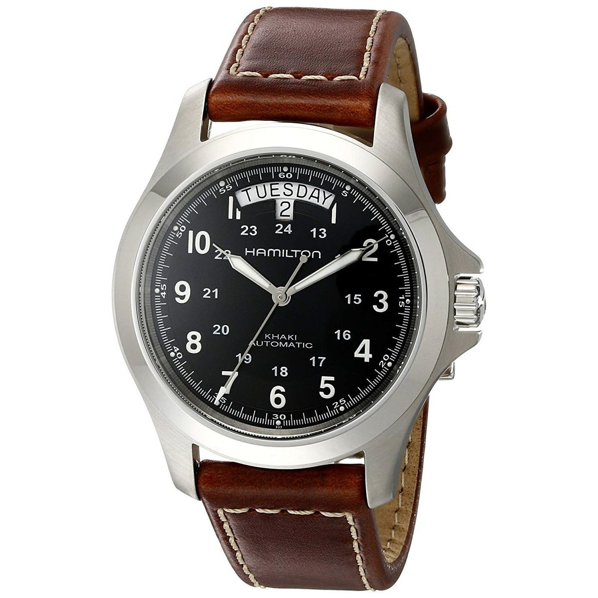 Hamilton Men&#39;s H64455533 Khaki King Automatic Brown Leather Watch