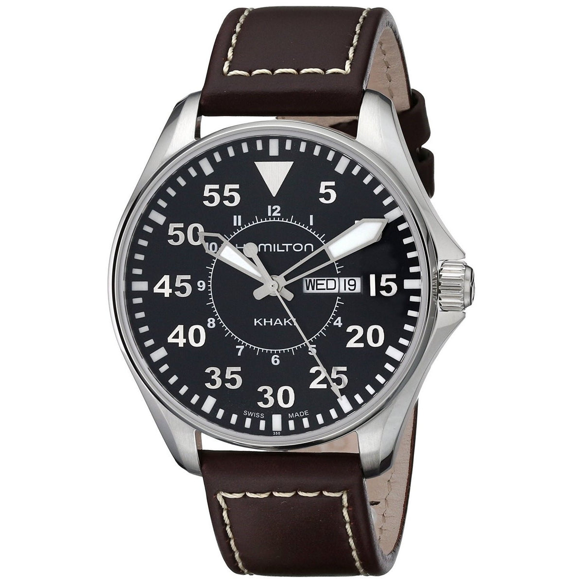 Hamilton Men&#39;s H64611535 Khaki Aviation Pilot Brown Leather Watch
