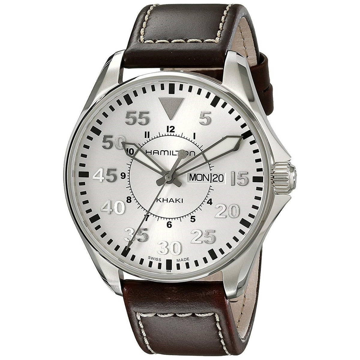 Hamilton Men&#39;s H64611555 Khaki Pilot Brown Leather Watch
