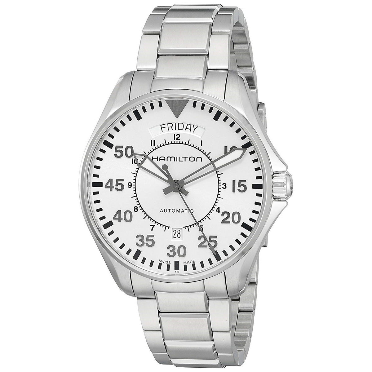 Hamilton Men&#39;s H64615155 Pilot Day Date Automatic Stainless Steel Watch