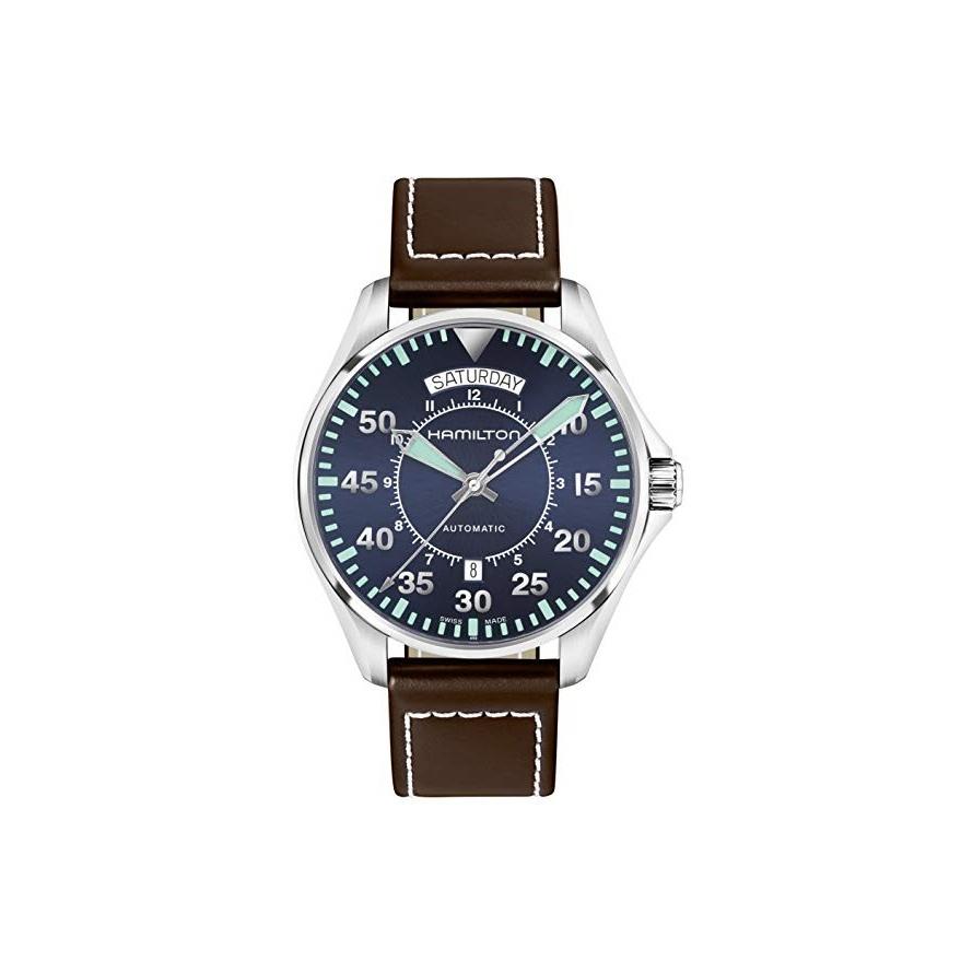 Hamilton Men&#39;s H64615545 Khaki Aviation Automatic Brown Leather Watch