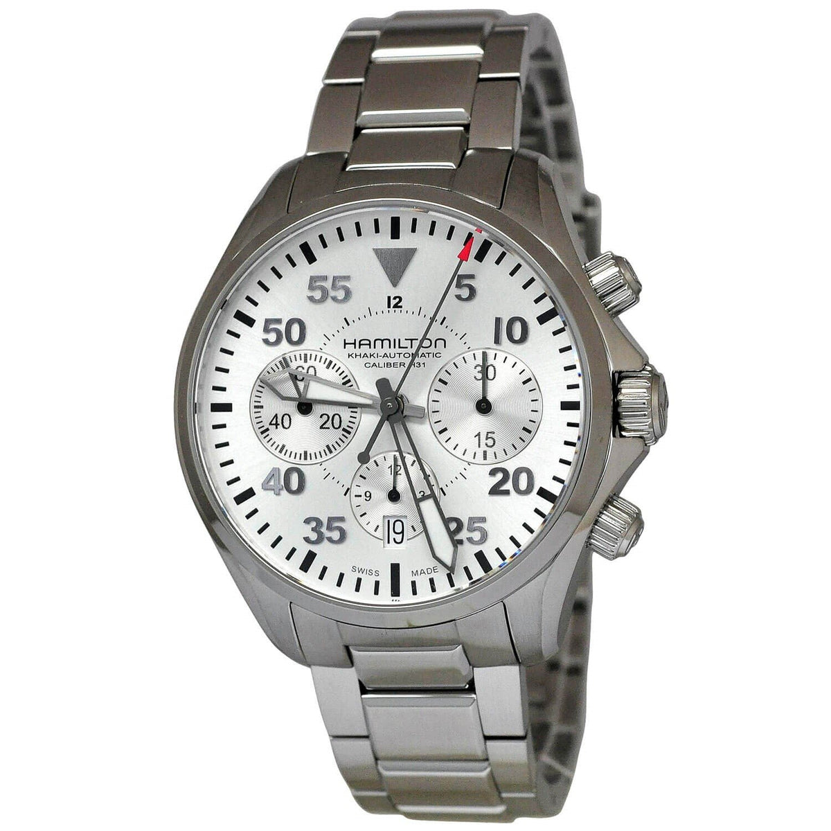 Hamilton Men&#39;s H64666155 Khaki Aviation Chronograph Automatic Stainless Steel Watch