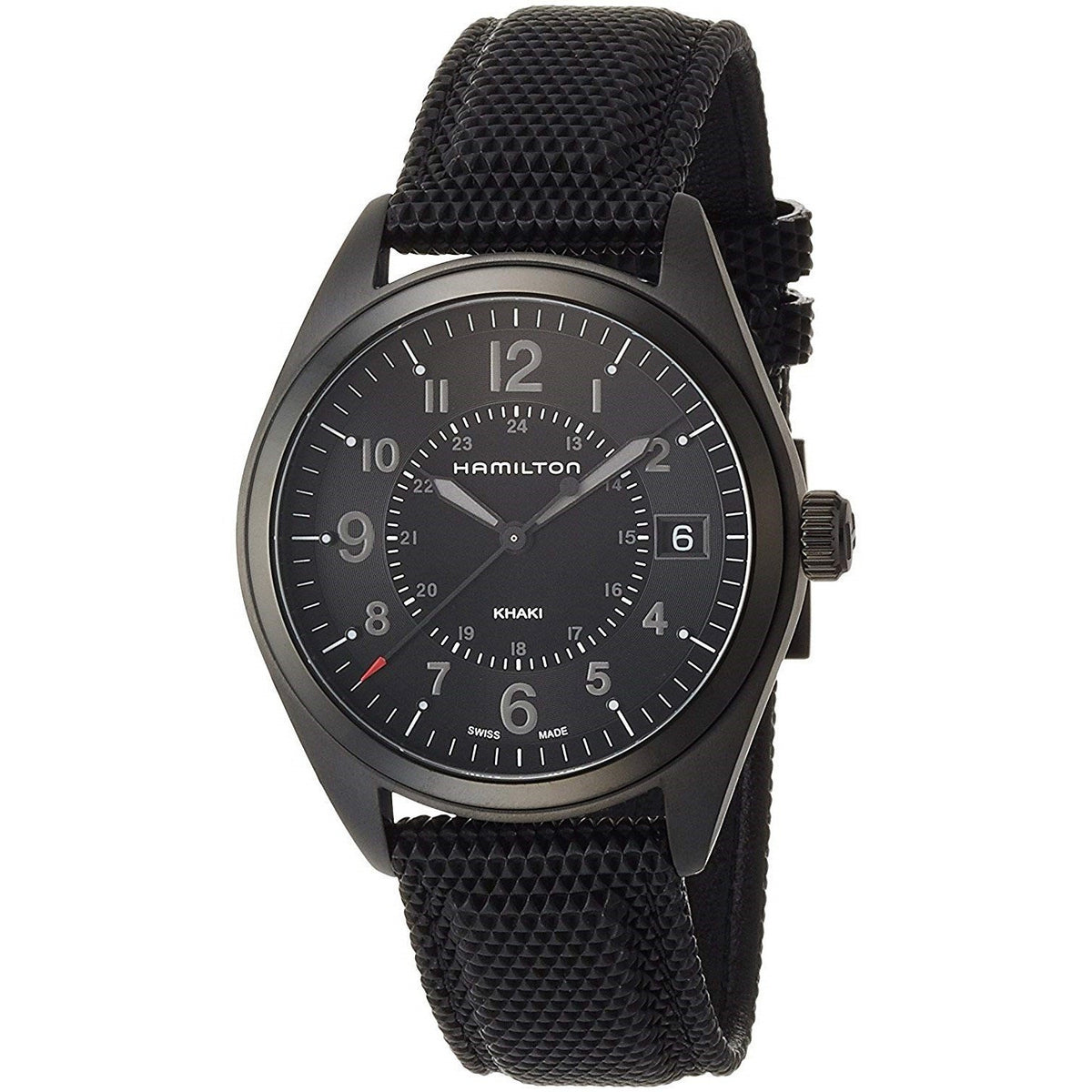 Hamilton Men&#39;s H68401735 Khaki Field Black Rubber and Leather Watch