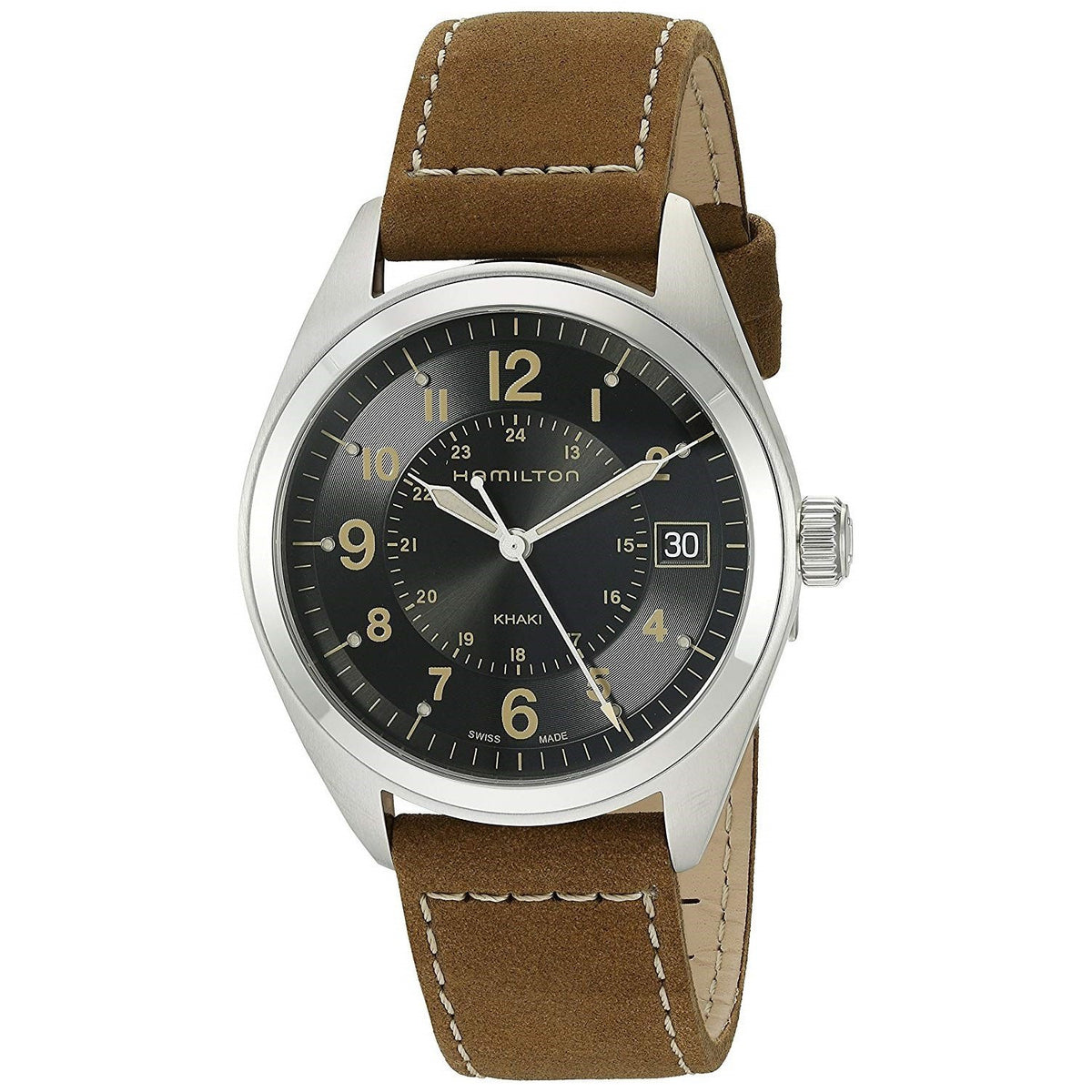 Hamilton Men&#39;s H68551833 Khaki Field Brown Leather Watch