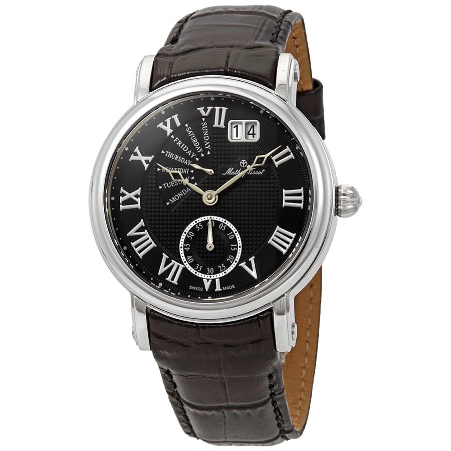 Mathey-Tissot Men&#39;s H7020AN Retrograde Black Leather Watch