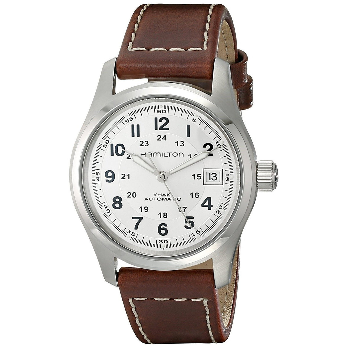 Hamilton Men&#39;s H70455553 Khaki Field Automatic Brown Leather Watch