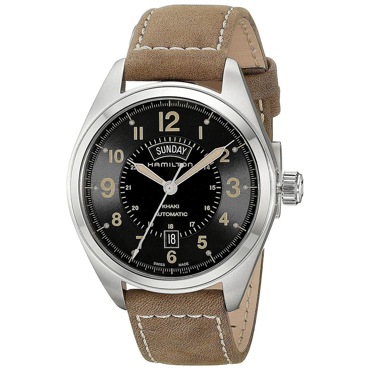 Hamilton Men&#39;s H70505833 Khaki Field Brown Leather Watch