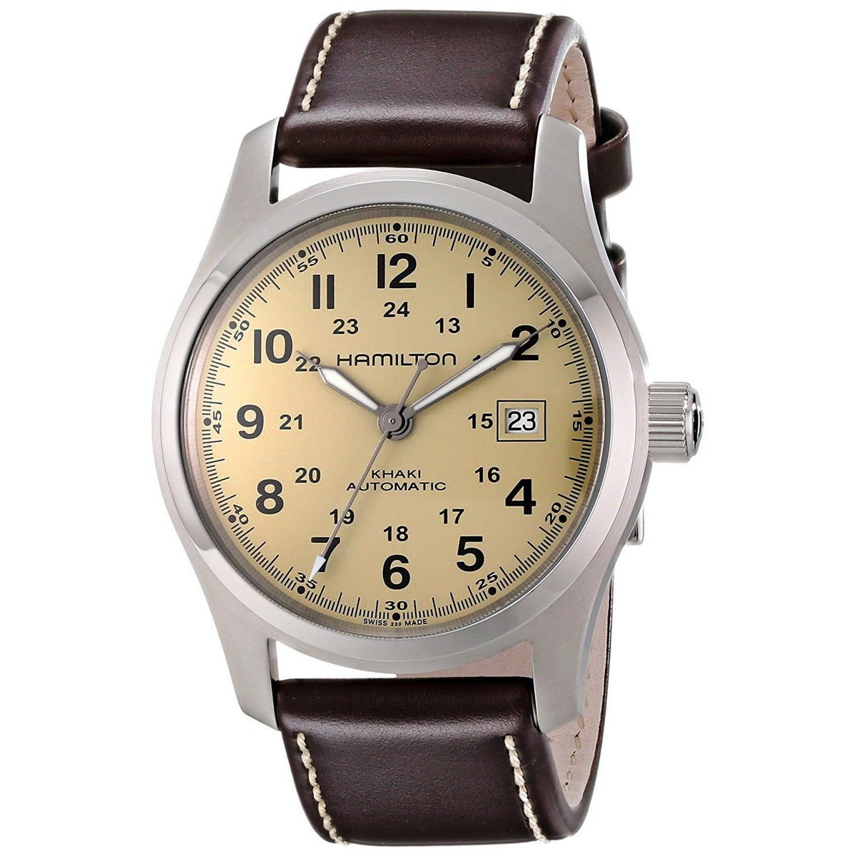 Hamilton Men&#39;s H70555523 Khaki Field Automatic Brown Leather Watch