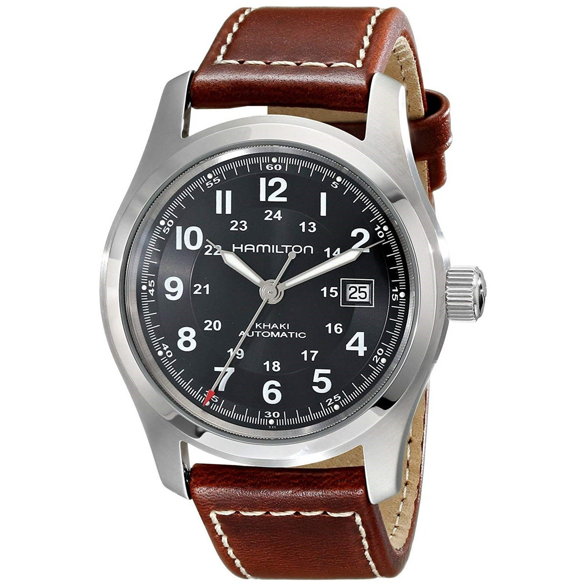 Hamilton Men&#39;s H70555533 Khaki Field Automatic Brown Leather Watch