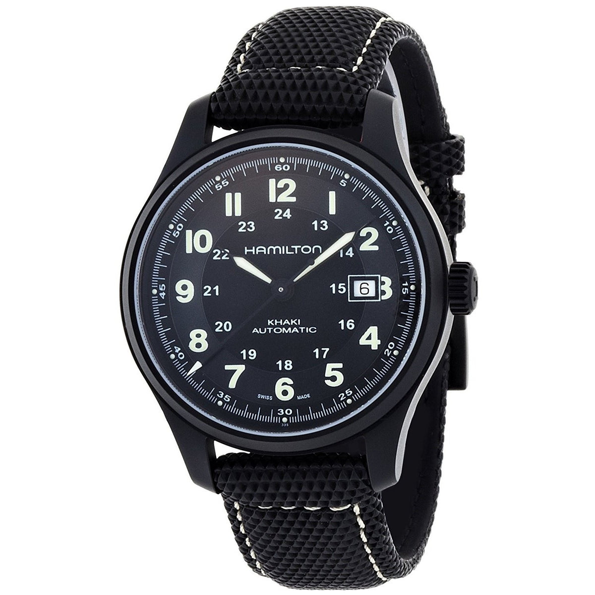 Hamilton Men&#39;s H70575733 Khaki Field Automatic Black Canvas Watch