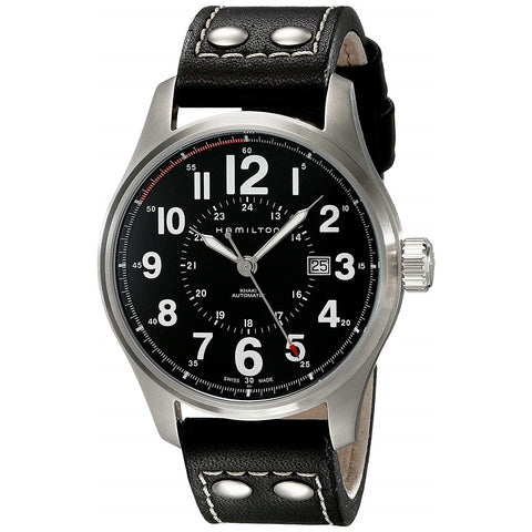Hamilton Men's H70615733 Khaki Officer Automatic Black Leather Watch