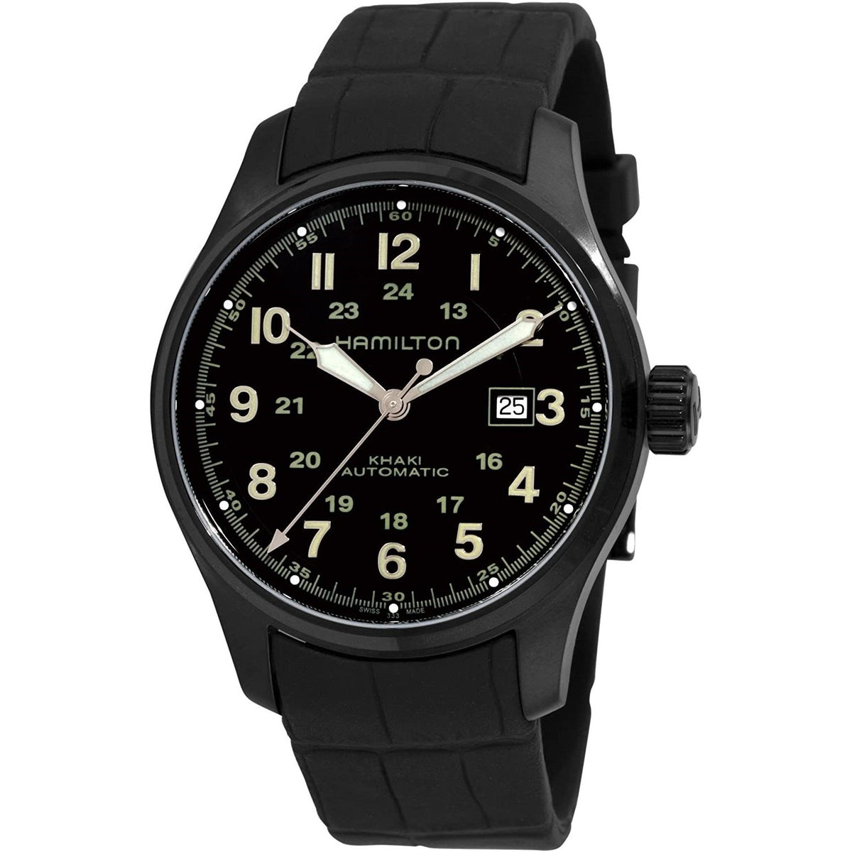 Hamilton Men's H70685333 Khaki Field Black Rubber Watch