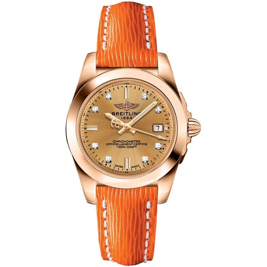 Breitling Women's H7133012-H550-255X Galactic 32 Sleek Orange Leather Watch