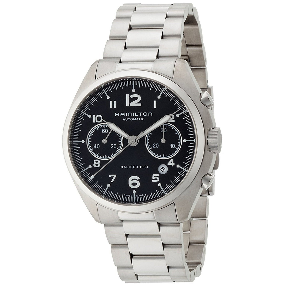 Hamilton Men&#39;s H76416135 Khaki Aviation Chronograph Automatic Stainless Steel Watch