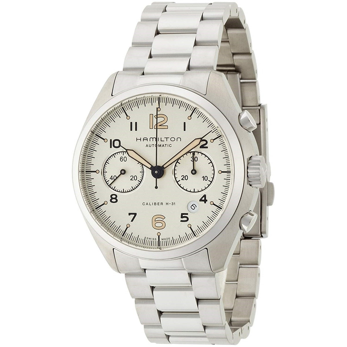 Hamilton Men&#39;s H76416155 Pilot Pioneer Chronograph Automatic Stainless Steel Watch