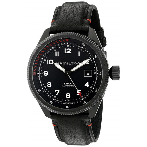 Hamilton Men's H76695733 Khaki Aviation Automatic Black Leather Watch