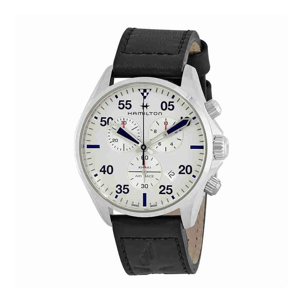 Hamilton Men&#39;s H76712751 Khaki Pilot Chronograph Black Leather Watch