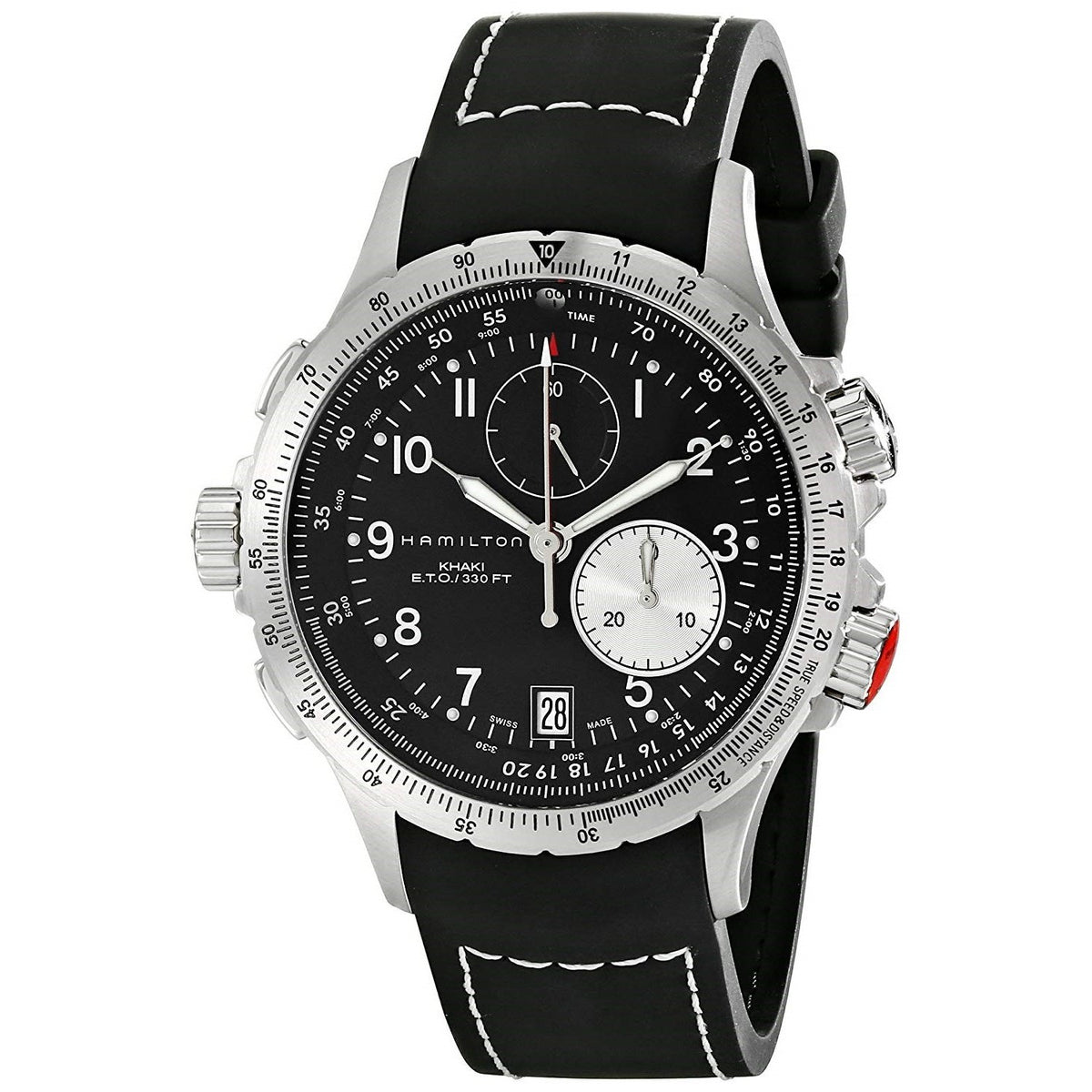 Hamilton Men&#39;s H77612333 Khaki ETO Chronograph Black Rubber Watch