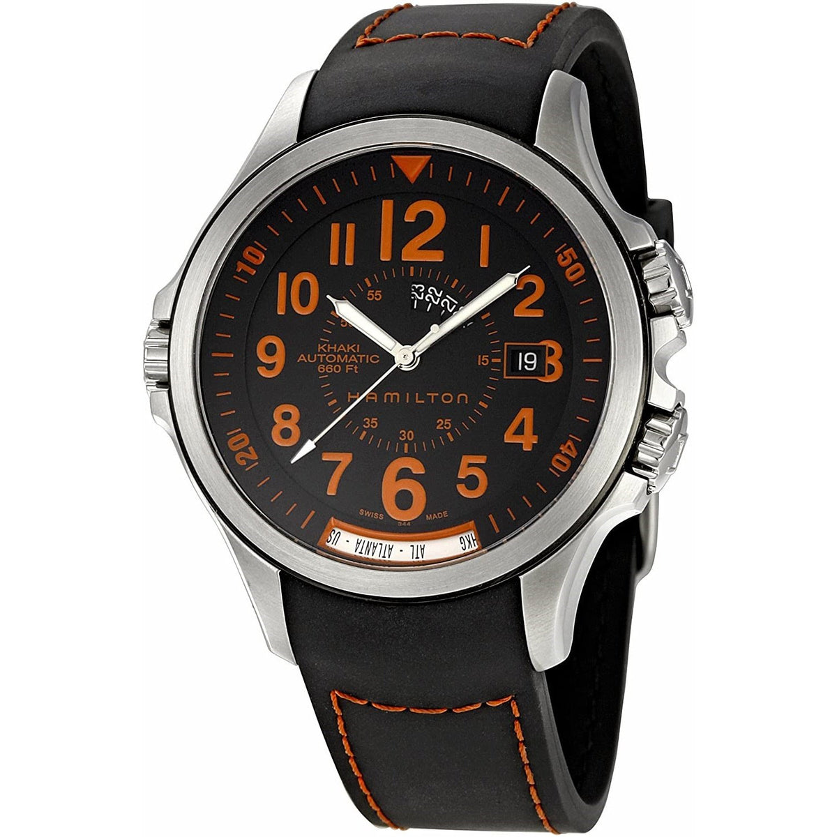Hamilton Men&#39;s H77695333 Khaki GMT Black Rubber Watch