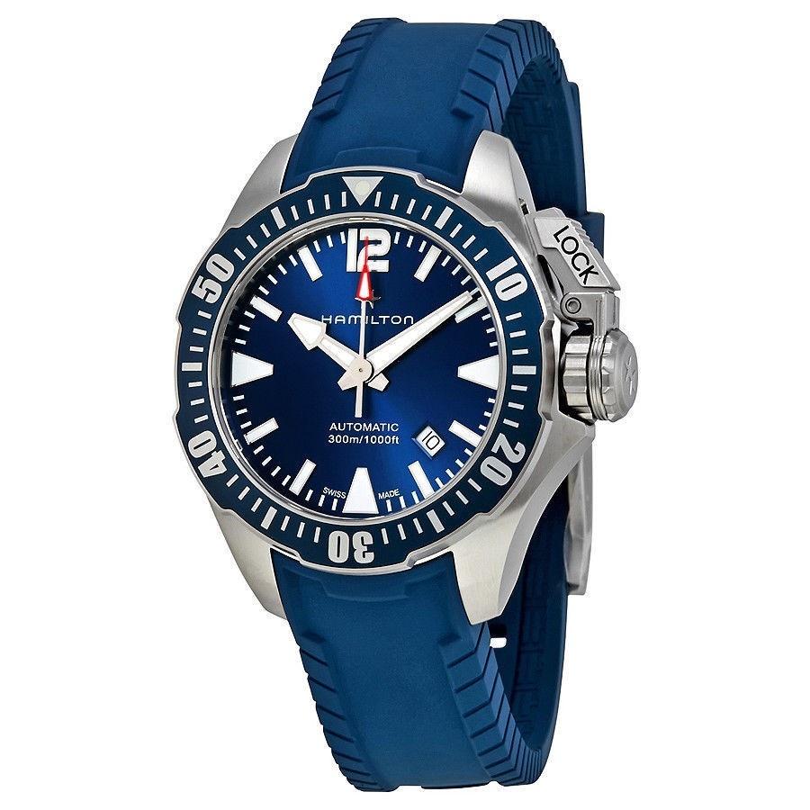 Hamilton Men&#39;s H77705345 Khaki Navy Automatic Blue Rubber Watch