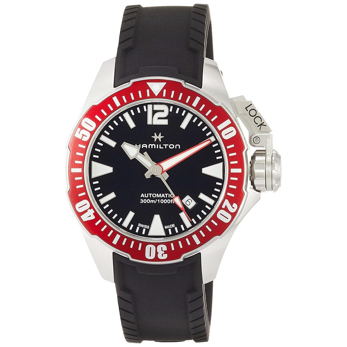Hamilton Men&#39;s H77725335 Khaki Frogman Automatic Black Rubber Watch