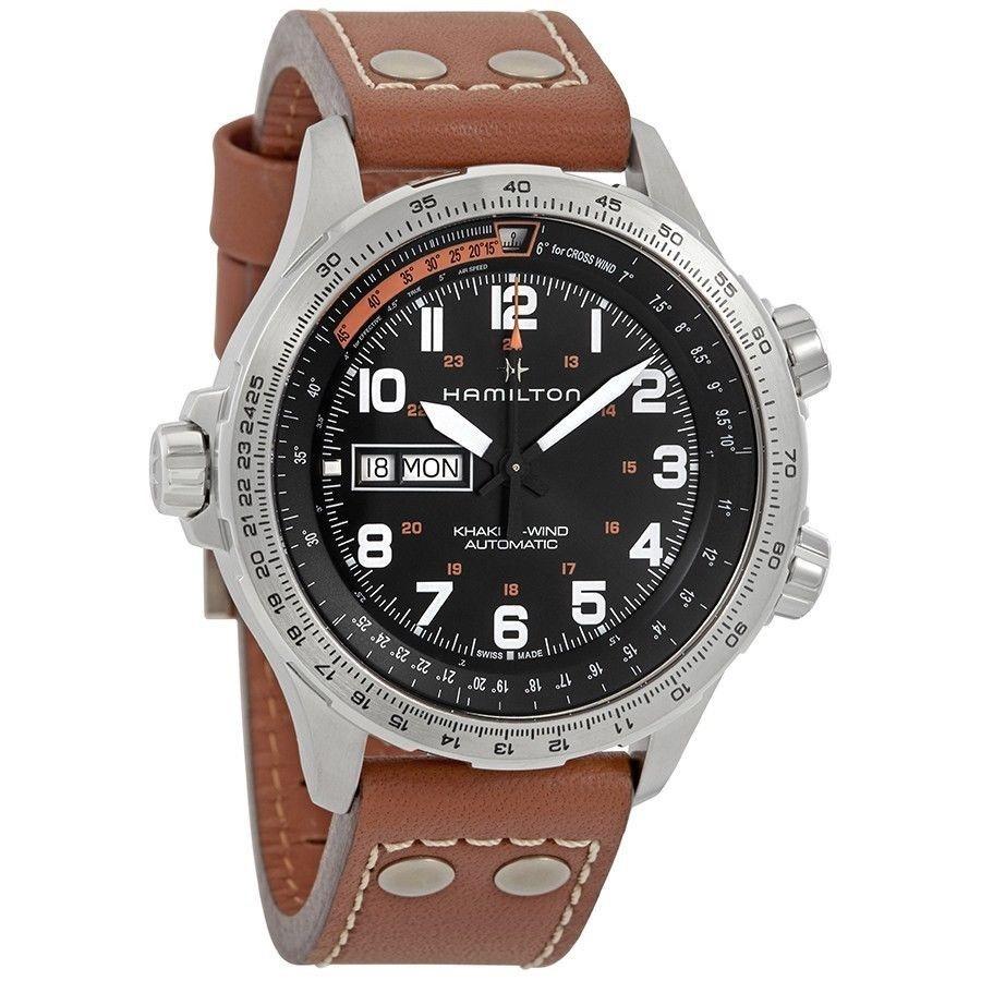 Hamilton Men&#39;s H77755533 Khaki Aviation X-Wind Automatic Brown Leather Watch