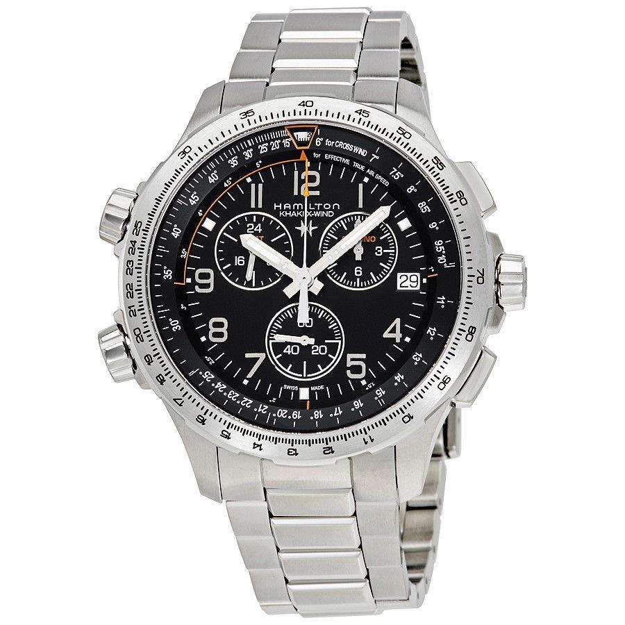 Hamilton Men&#39;s H77912135 Khaki X-Wind Chronograph, GMT, Rattrapante and Time Zone Stainless Steel Watch