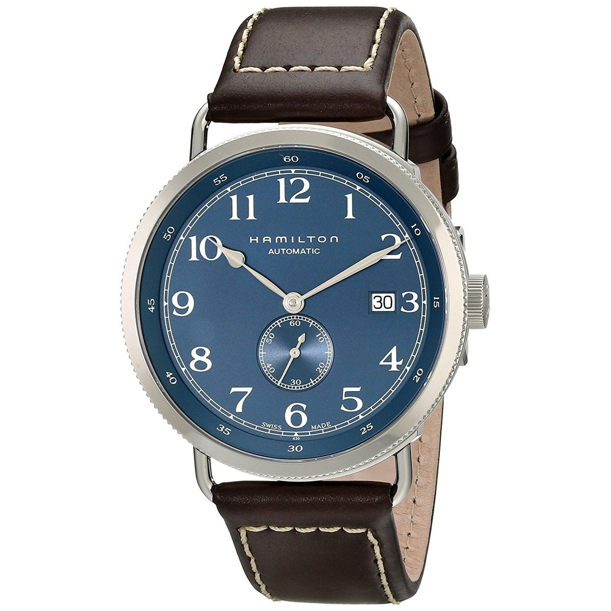 Hamilton Men&#39;s H78455543 Navy Pioneer Automatic Brown Leather Watch