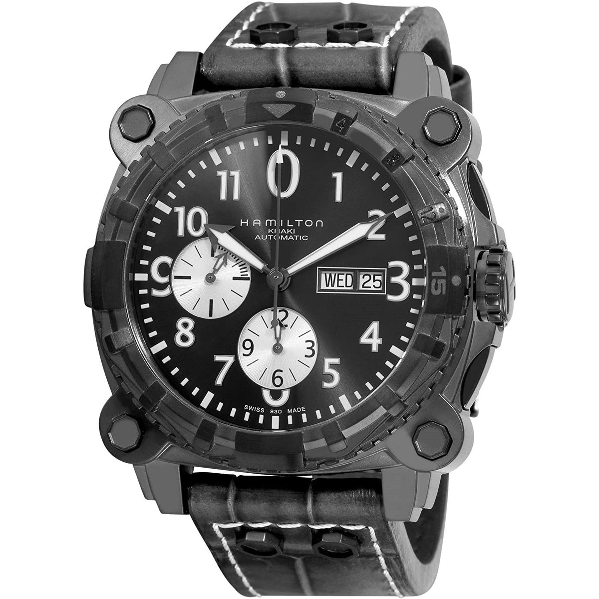 Hamilton Men's H78696393 Khaki Navy Belowzero Black Leather Watch