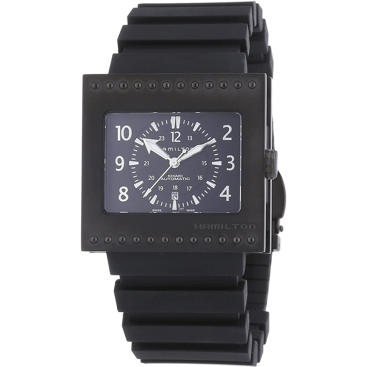 Hamilton Men's H79585333 Khaki Action Code Breaker Black Rubber Watch