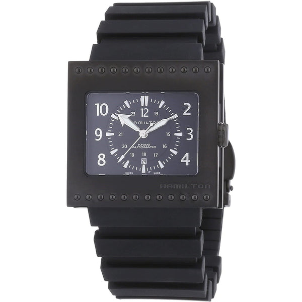Hamilton Men's H79585333 Khaki Action Code Breaker Black Rubber Watch ...