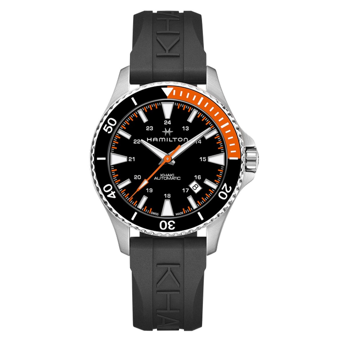 Hamilton Men&#39;s H82305331 Khaki Navy Scuba Black Rubber Watch