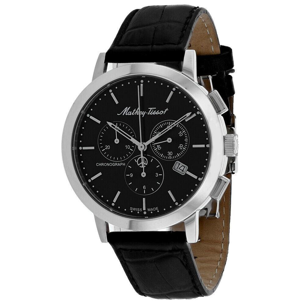 Mathey-Tissot Men&#39;s H9315CHALN Sport Classic Chronograph Black Leather Watch