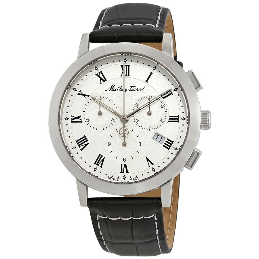 Mathey-Tissot Men&#39;s H9315CHRLAI Sport Classic Chronograph Black Leather Watch