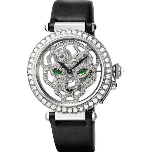 Cartier Men&#39;s HPI00365 Pasha de Cartier Diamond Black Satin Watch