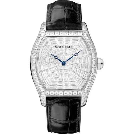 Cartier Men&#39;s HPI00502 Tortue Diamond Black Leather Watch