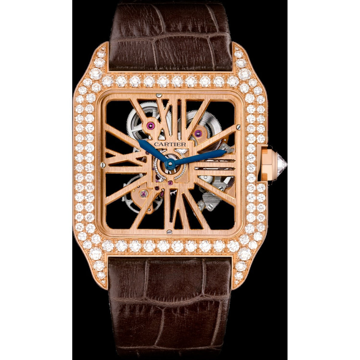 Cartier Men&#39;s HPI00587 Santos Brown Leather Watch
