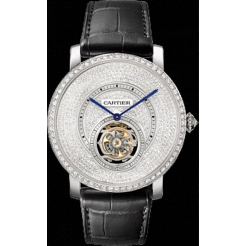 Cartier Men&#39;s HPI00592 Rotonde De Cartier Diamond Black Leather Watch