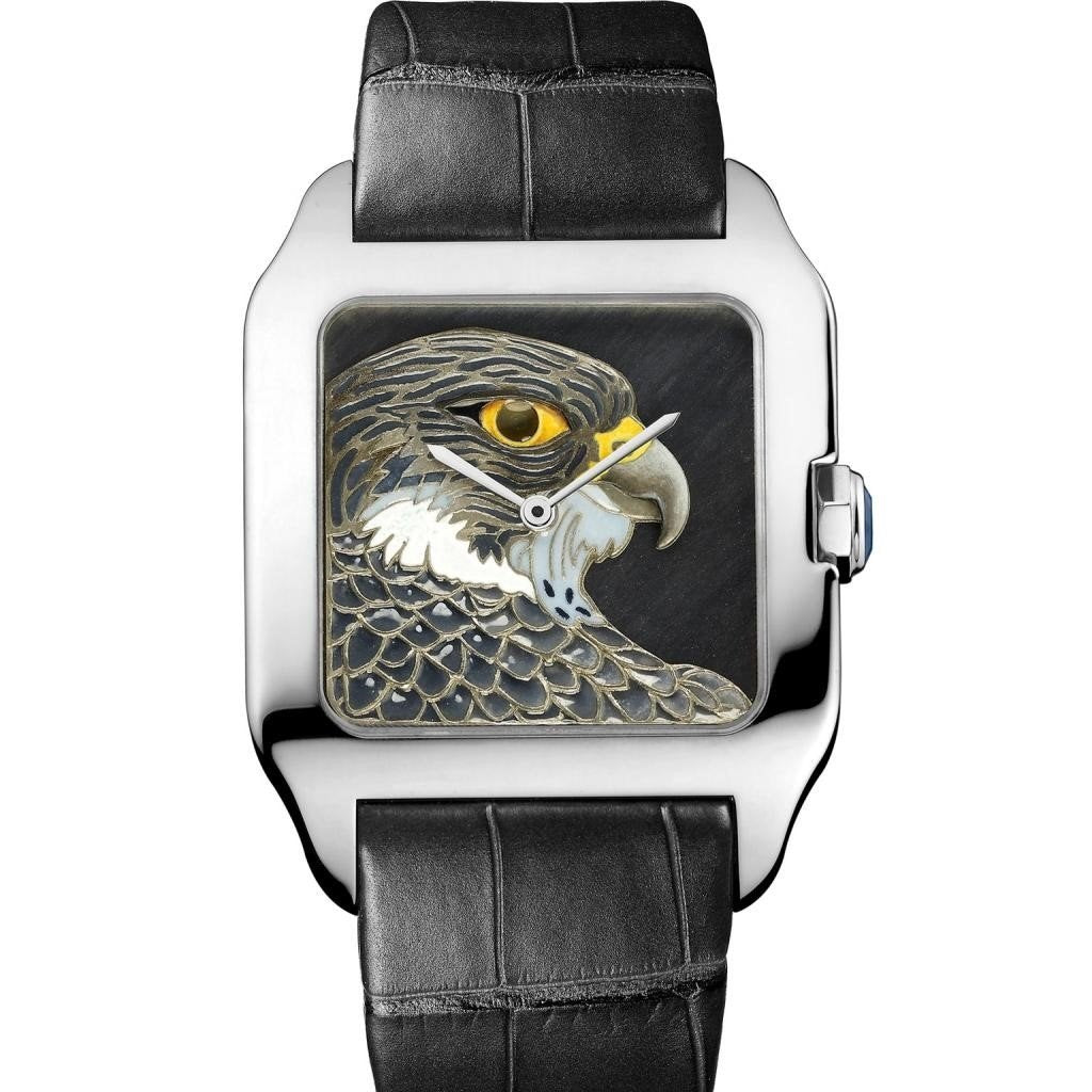 Cartier Men&#39;s HPI00617 Santos-Dumont Black Leather Watch