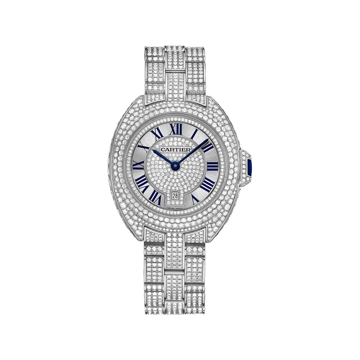 Cartier Women's HPI00980 Cle De Cartier Diamond White Gold-Tone Stainless Steel with Set of Diamonds Watch
