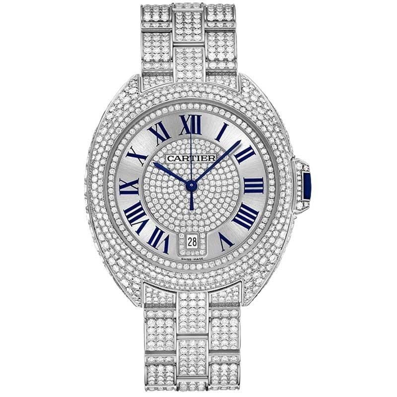 Cartier Women's HPI00982 Cle De Cartier Diamond White Gold-Tone Stainless Steel with Set of Diamonds Watch