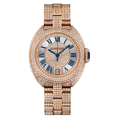 Cartier Women's HPI01041 Cle De Cartier Diamond Rose Gold-Tone Stainess Steel with Set of Diamonds Watch