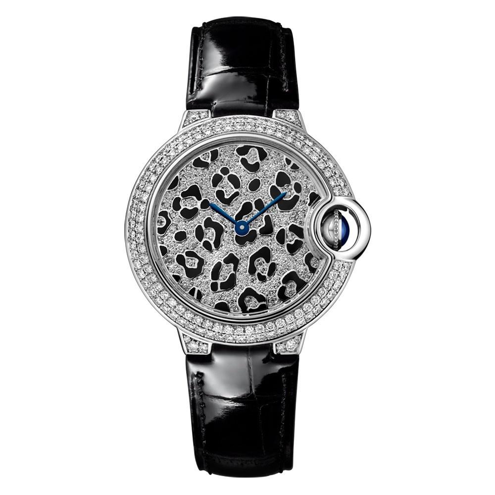 Cartier Women's HPI01064 Ballon Bleu Diamond Black Leather Watch