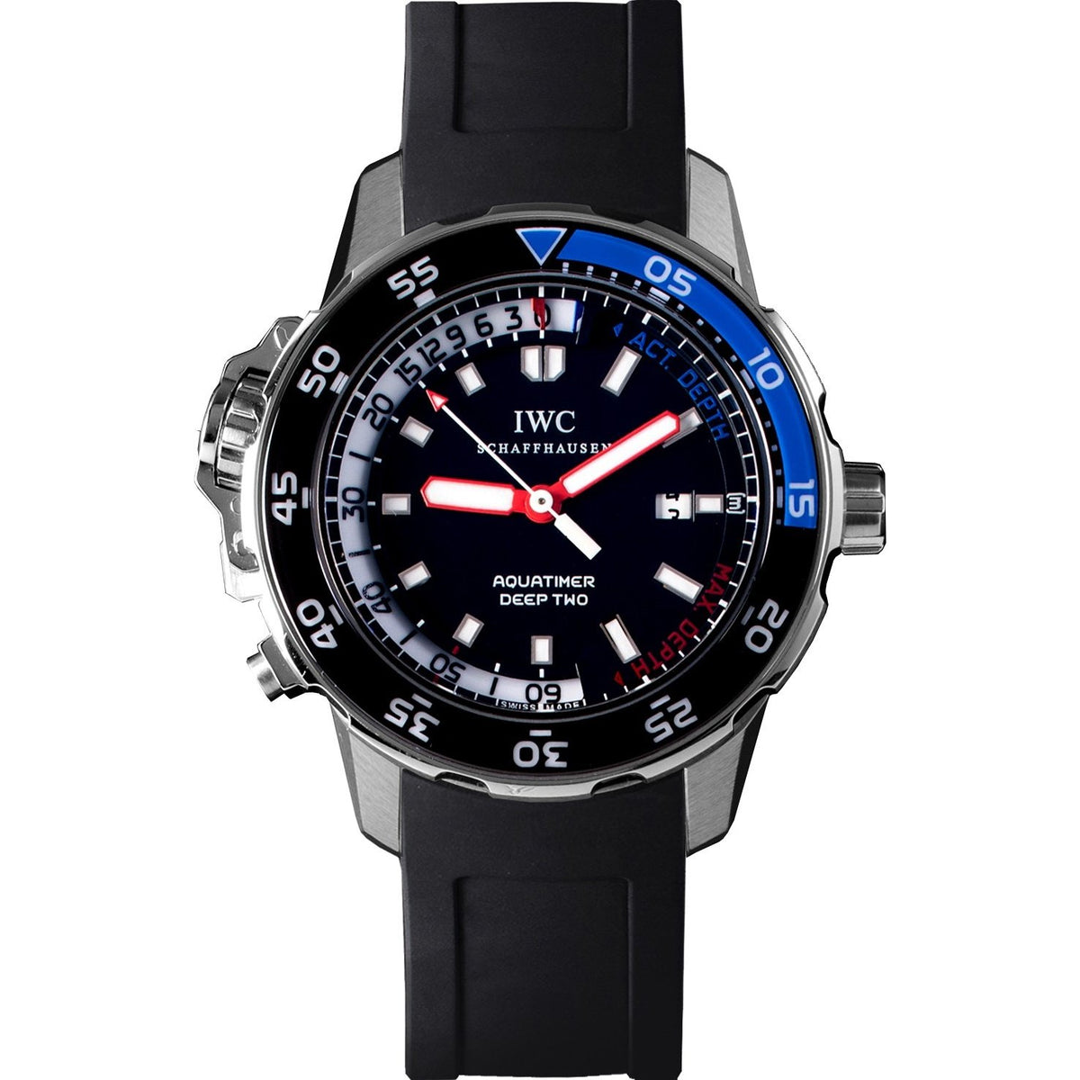 IWC Men&#39;s IW354702 Aquatimer Black Rubber Watch