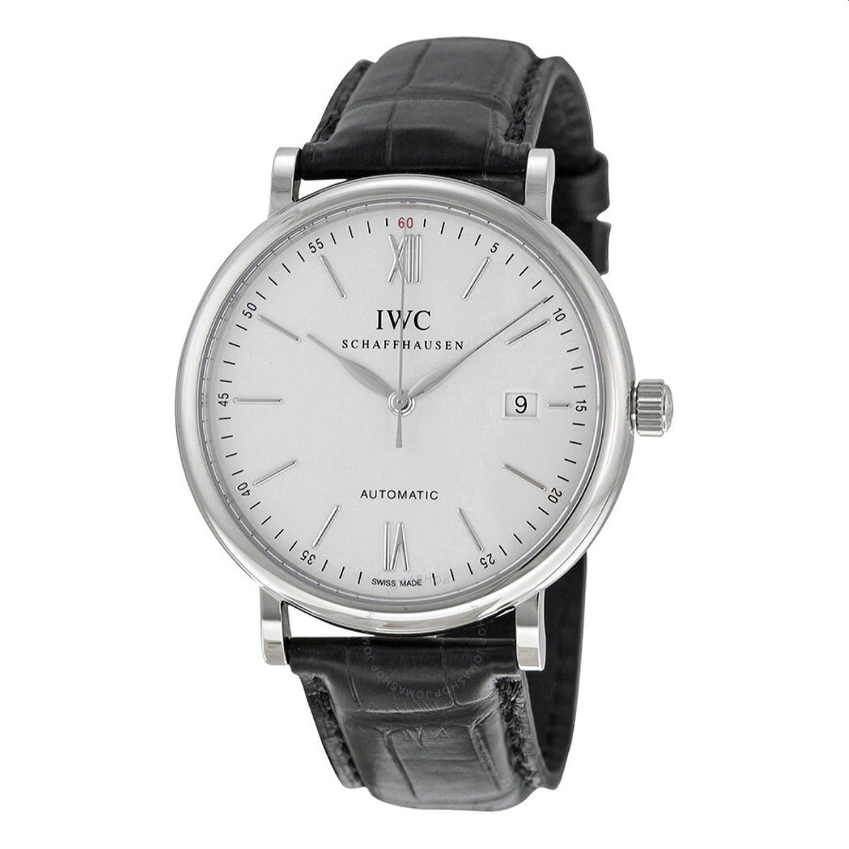 IWC Men&#39;s IW356501 Portofino Automatic Black Leather Watch