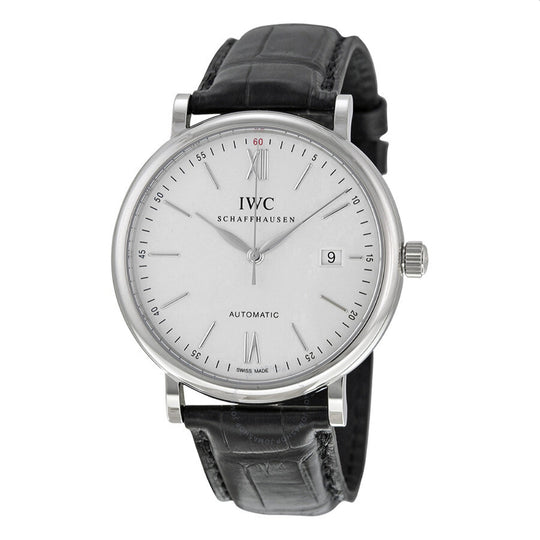 IWC Men's IW356501 Portofino Automatic Black Leather Watch
