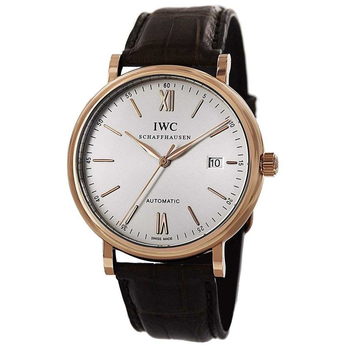 IWC Men&#39;s IW356504 Portofino Automatic Brown Leather Watch