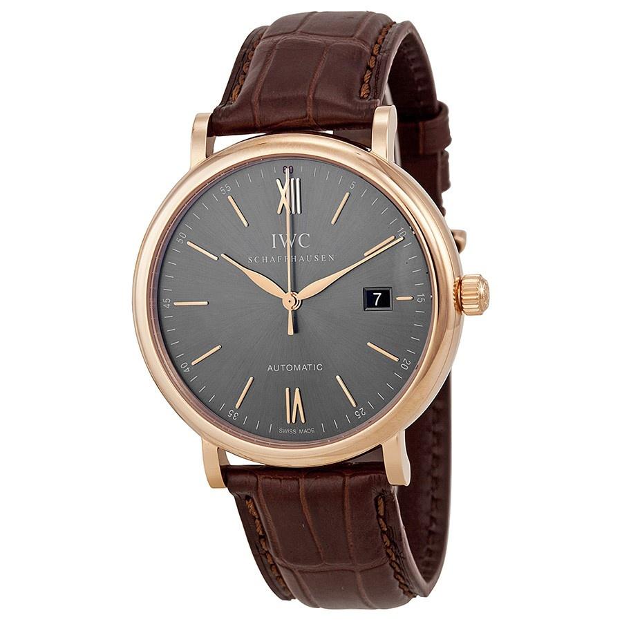 IWC Men&#39;s IW356511 Portofino Automatic Brown Leather Watch