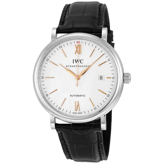 IWC Men's IW356517 Portofino Automatic Black Leather Watch