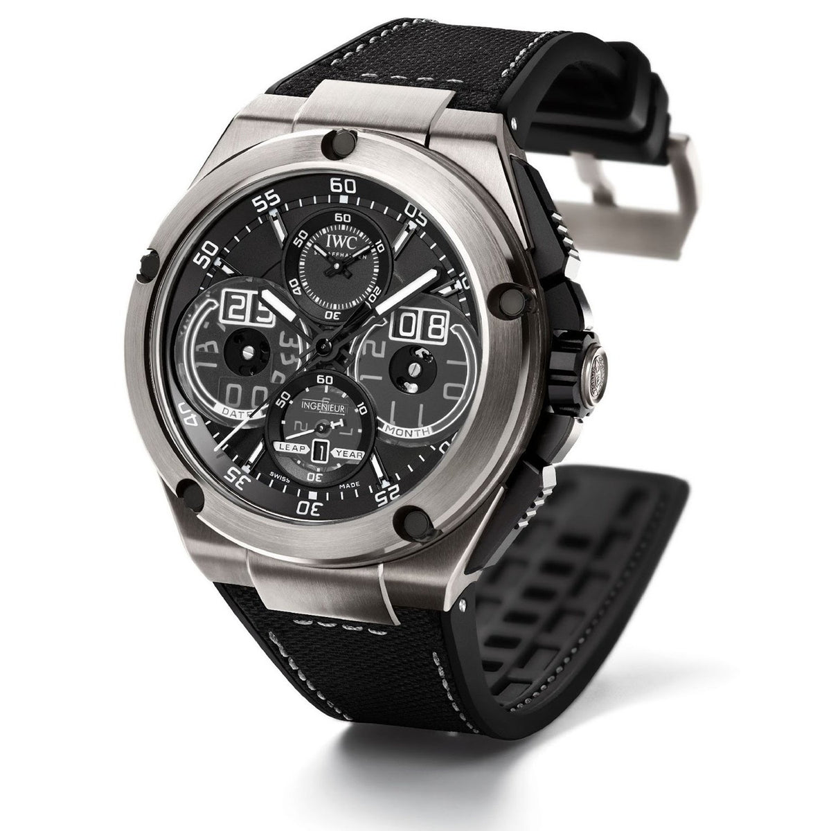 IWC Men's IW379201 Ingenieur Automatic Chronograph Black Leather Watch